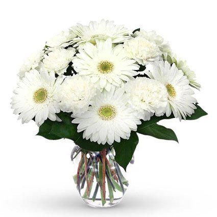 White Gerbera and Carnation Bouquet