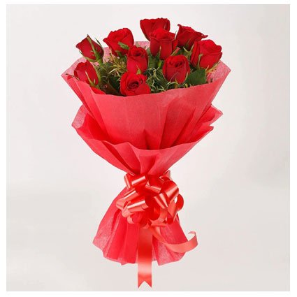 10 red roses bouquet for romantic gifting – delivered across India
