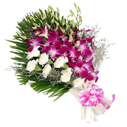 Orchid and Carnation Bouquet