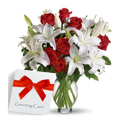 Message with Fresh Flowers in a Vase