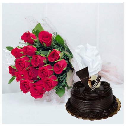 Red Bunch with Chocolate Cake