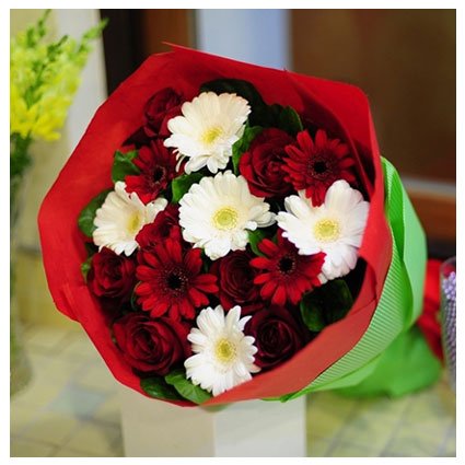 Red White Gerbera Bouquet