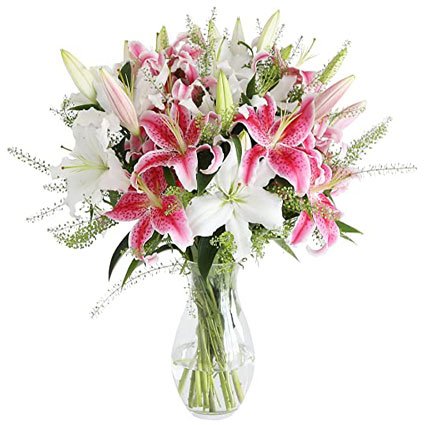 Pink and White Lily Bouquet