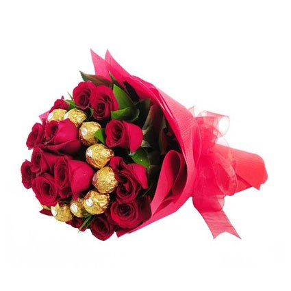 Red Roses with Ferrero Rocher